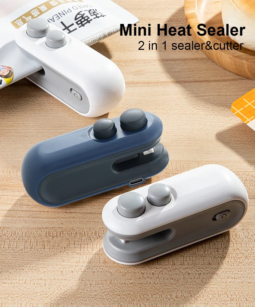 Mini Heat Bag Sealing Machine Package Bags Sealer Thermal Plastic Food Bag Closure Portable Sealer Food Packaging Heat Sealer
