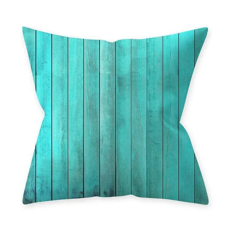 Housse de coussin bleu turquoise, coussins décoratifs pour canapé, housses de coussin géométriques en polyester, 45 x 45 cm, coussins décoratifs, taies d'oreiller simples
