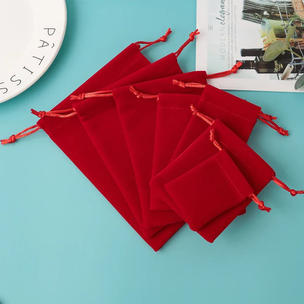 5Pcs Velvet Jewelry Small Pouches for Valentine's Day Marriage Party Gift Display Packing Bag Earrings Rings Organizer Bag