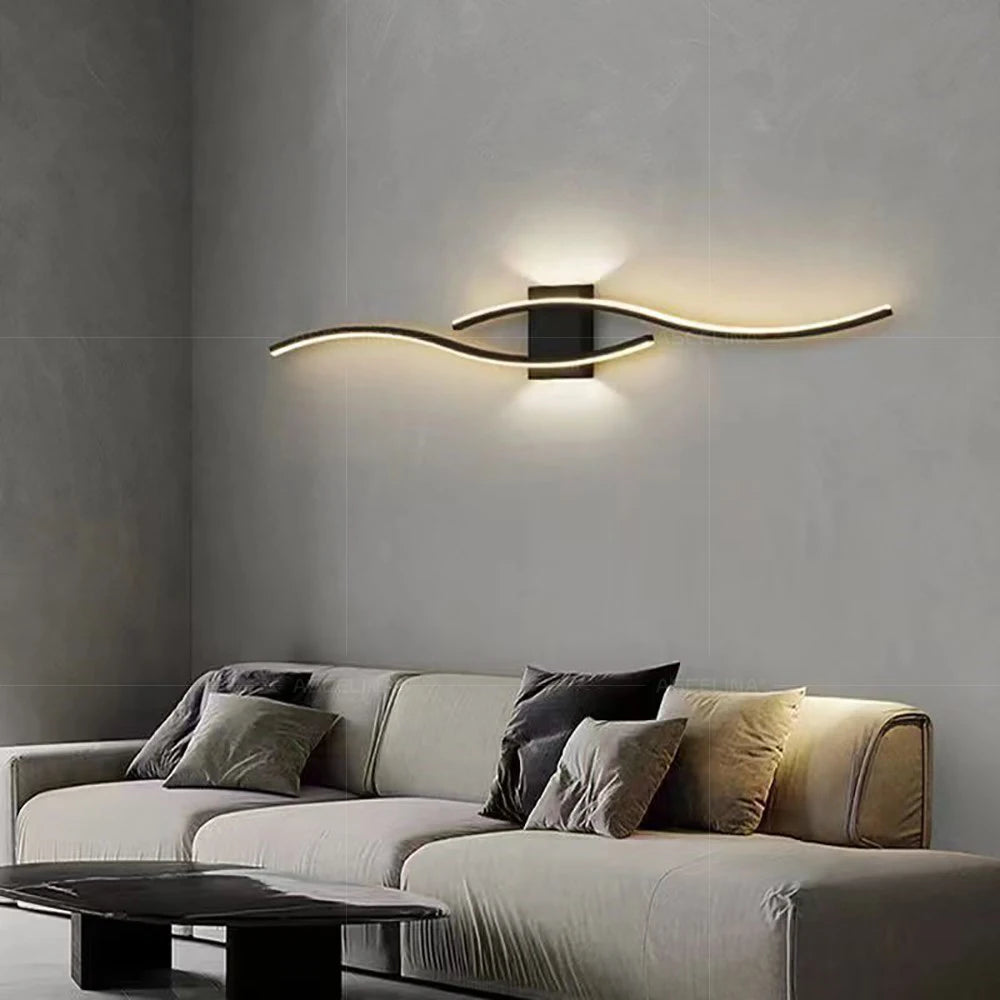 LED Wall Lamp 60/80CM Remote Control Wall Sconce Living Room TV Background Decor Bedroom Kitchen Stair Home Decor Led Lighting