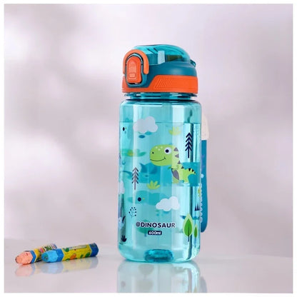 Dinosaur Themed Camping Bottle For Water Drinking Cup With Straw 600ml BPA Free Leakproof Kids Sports Bottle Lightweight Durable