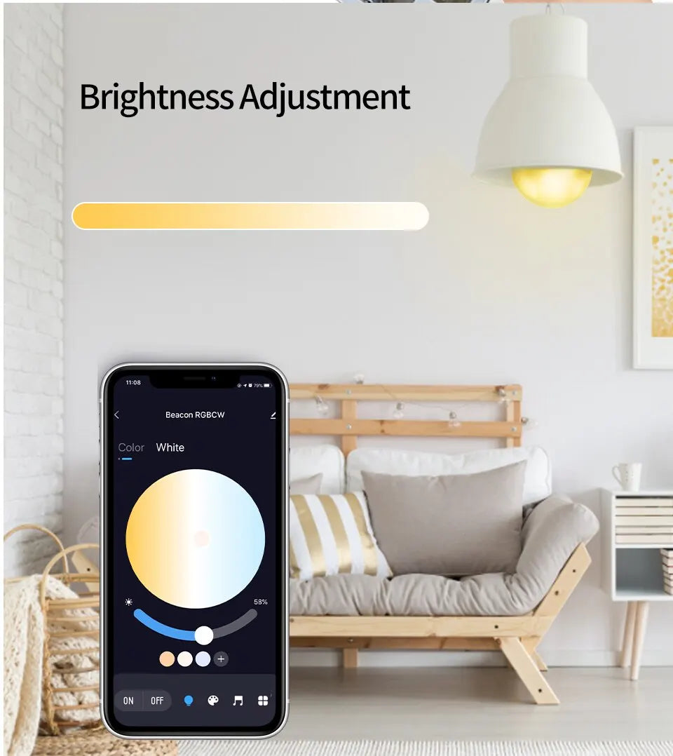 Tuya APP Bluetooth Smart WiFi RGB LED Bulbs Music Sync Dimmable Colourful RGB+CCT E27 LED Lamp For Bedroom Party Decor Lighting