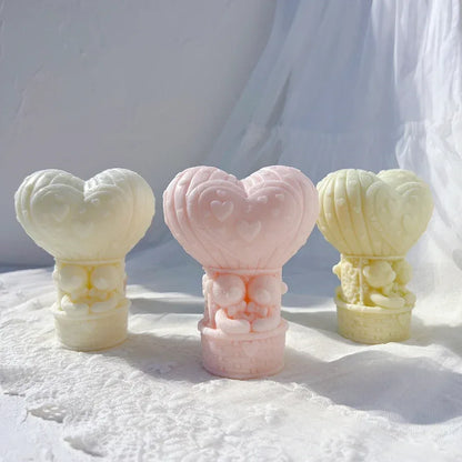Teddy Bear in A Balloon Candle Mold Valentine's Day Gift idea sitting Bear Hot Air Balloon Silicone Mold Home Decor Wedding Gift