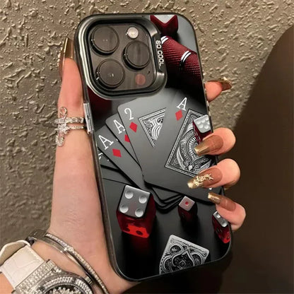 Poker For iphon 16 15 Plus X XR XS Max 11 12 13 Pro 16 Pro Max X XR XS Shockproof Ultra-Thin Hard Cover Protective Phone Case