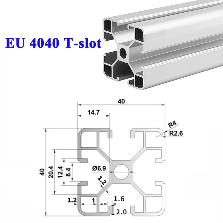 1PC BLACK 4040 4040 T Slot European Standard Anodized Aluminum Profile Extrusion 100-1000mm Linear Rail for CNC 3D Printer