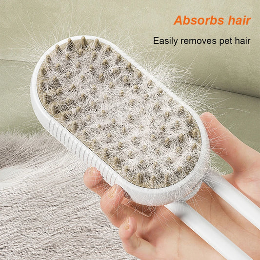 3 in 1 Pet Electric Steam Brush Cat and Dog Cleaning Spray Massage Grooming Comb Retractable Handle Pet Hair Removal BeautyBrush by PDG ibma