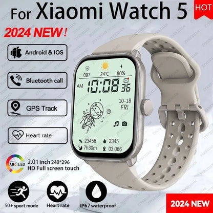 Global Upgrade Version Watch 5 HD AMOLED Display Screen Heart Rate Bluetooth Call GPS Track Waterproof Sports Men Smart Watch