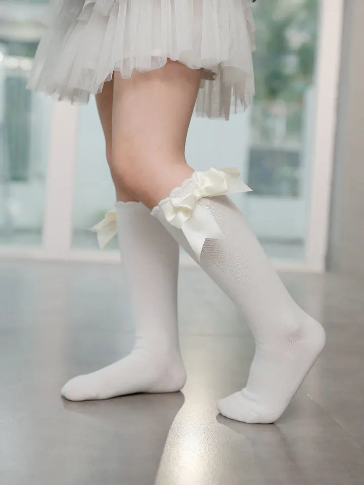 Winter Autumn Kids Knee High Socks Baby Girls Cotton Socks Big Bow Soft Toddlers Princess Children Long Socken For 0-5Years