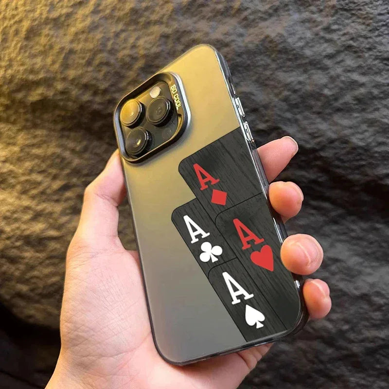 Poker For iphon 16 15 Plus X XR XS Max 11 12 13 Pro 16 Pro Max X XR XS Shockproof Ultra-Thin Hard Cover Protective Phone Case