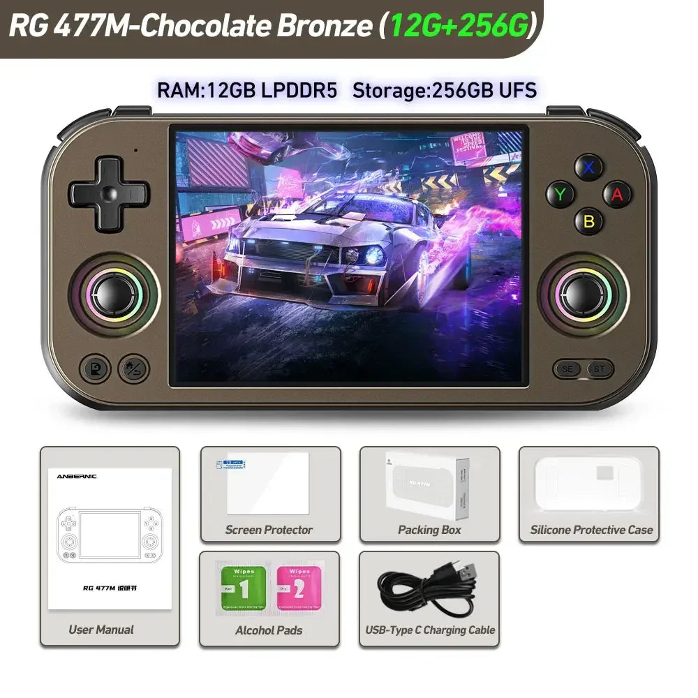 ANBERNIC RG 477M Retro Handheld Game Console 4.7" LTPS In-Cell Screen Android Video Game Player Dimensity 8300 AI Assistant FOTA