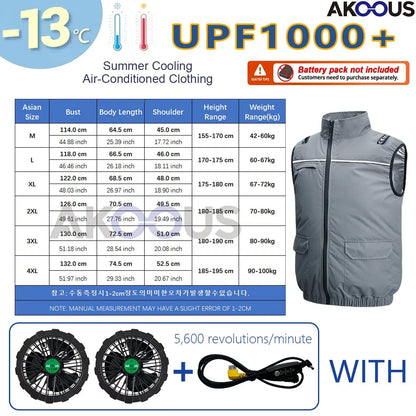 Hooded Cooling Vest Summer USB Charging 5V 12V Cooling Fan Air Conditioner Clothes Sleeveless Breathable Outdoor Sports Travel W