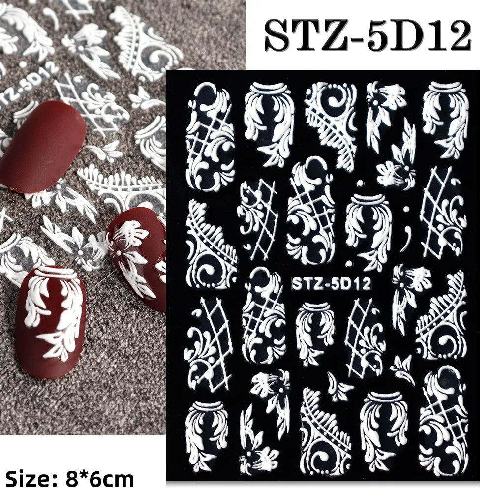 1pc Christmas Nail Art Stickers 5D Winter Holiday Themed Nail Decor Santa/Snowflakes/Christmas Trees/Gingerbread Nail Supplies *