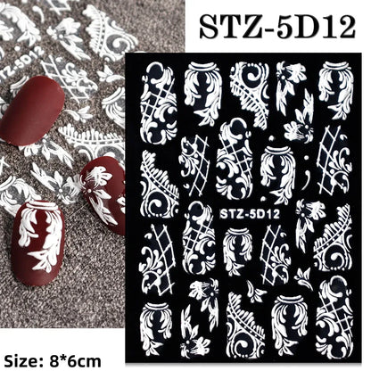 1pc Christmas Nail Art Stickers 5D Winter Holiday Themed Nail Decor Santa/Snowflakes/Christmas Trees/Gingerbread Nail Supplies *