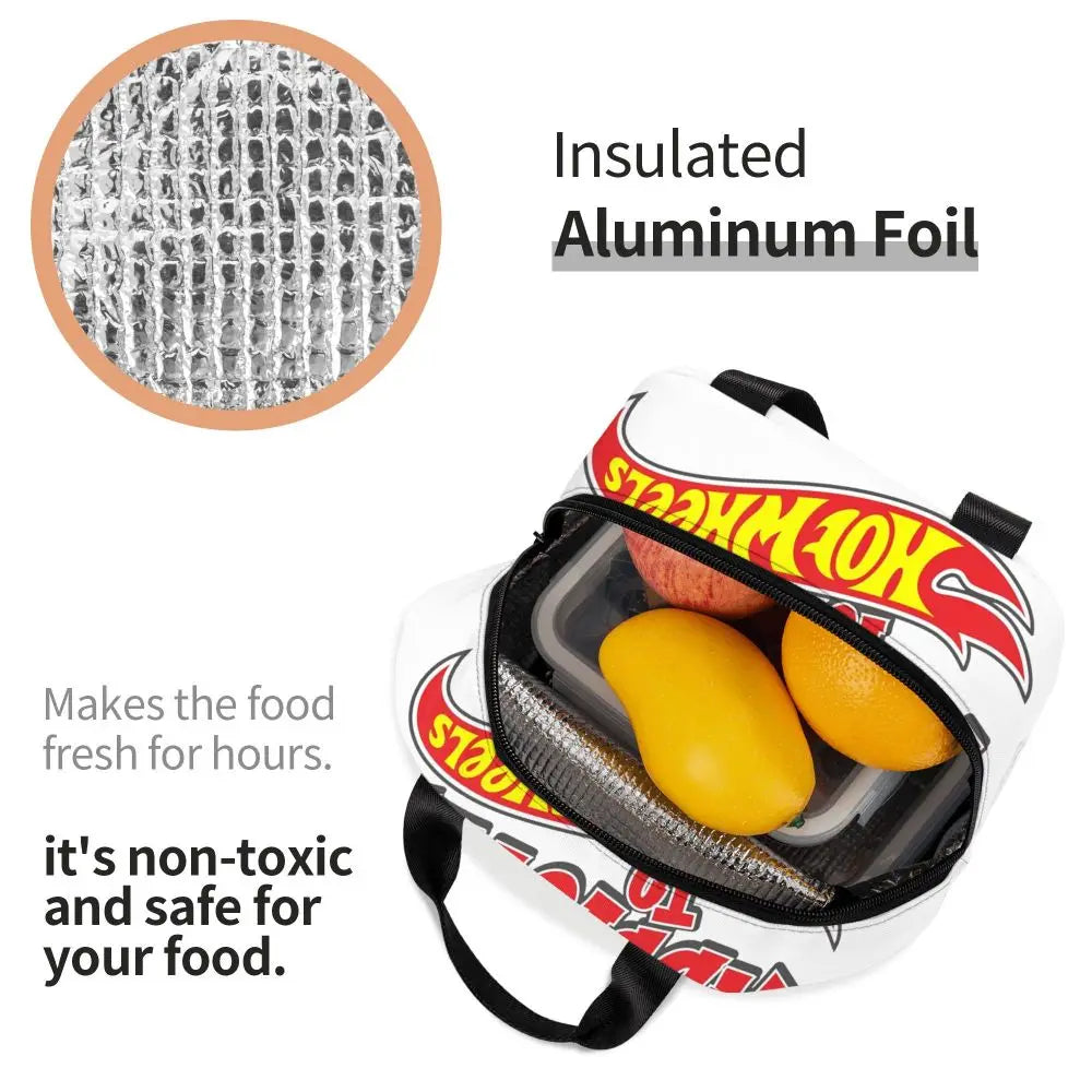 Custom Hot Wheels For Fans Thermal Insulated Lunch Bag Cartoon Sport Car Portable Lunch Container Travel Multifunction Food Box