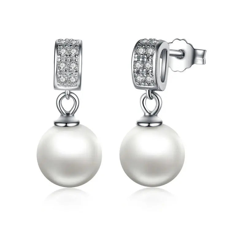 Drop Earrings Fine Jewelry Female Drop Earrings with Pearls Earrings 925 Sterling Silver Jewelry Mother's Day Gift SCE006