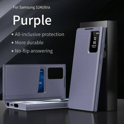 Original High Quality Smart Display LED View Windows Case For Samsung S25 Ultra S24 S23 S22 Plus Flip Wallet Card Phone Cover