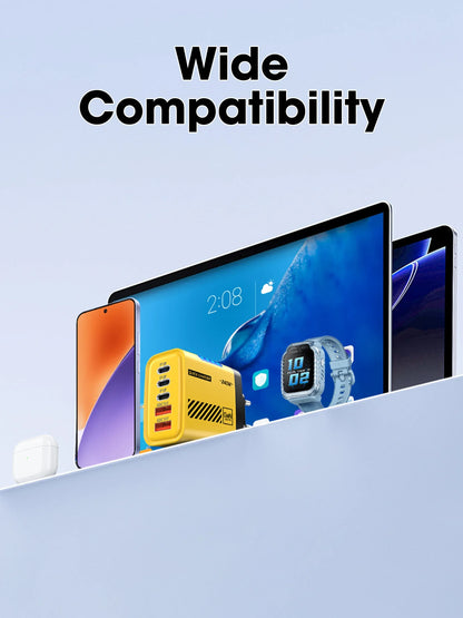 5 Port GaN USB C Charger 240W PD Fast Charging Adapter For iPhone 17 16 15 Pro Samsung Xiaomi Huawei Laptop Desktop PD Charger