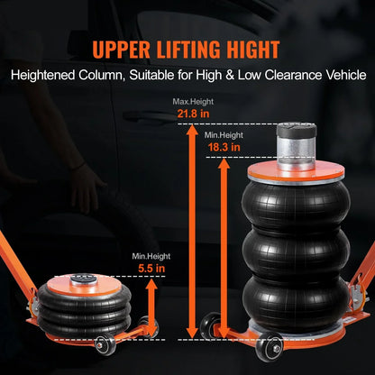 Air Jack 5 T/ 3T /11000 lbs Pneumatic Jack with Heightened Column for Sedan Adjustable Handle Pneumatic Air Jack