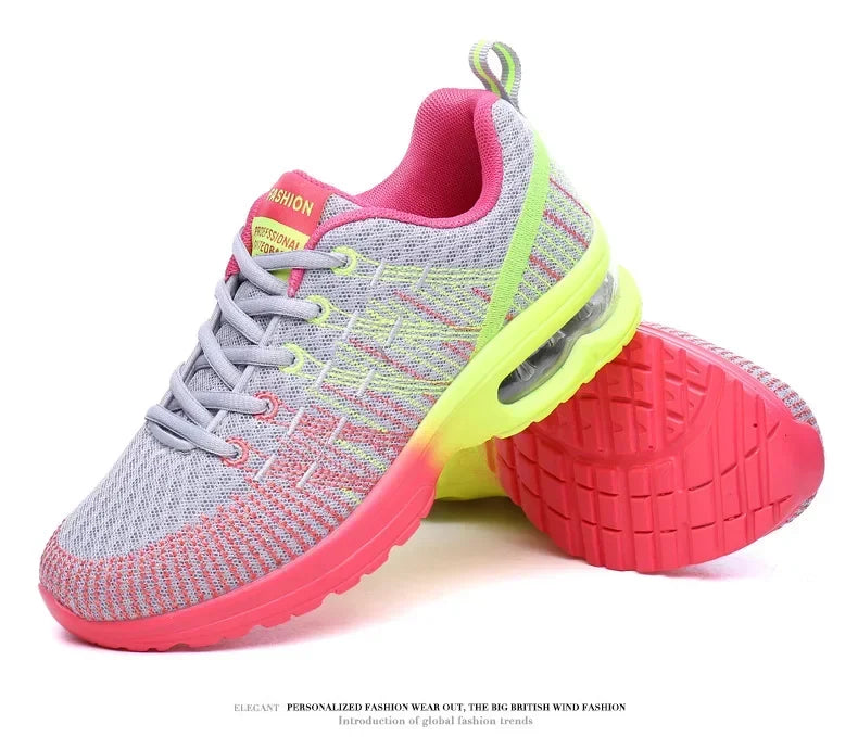 Women's Knitted Running Shoes Colorful Design Breathable Mesh Comfortable Bright Colors Shoes Outdoor Fitness Jogging Walking