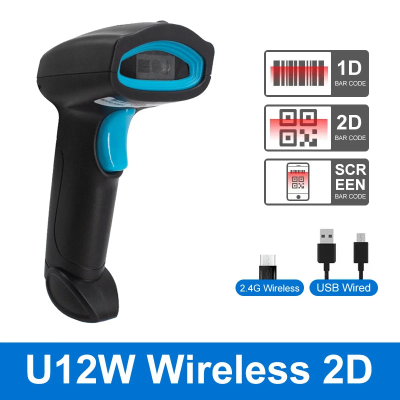 1D 2D Barcode Scanner Wired Wireless Bluetooth Bar Code Reader Omni-directional Scanning For Supermarket Logistics Product