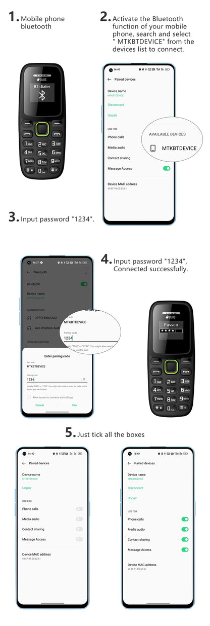 Button Mini Mobile Phone Bluetooth Earphone Dual SIM Cards Low Radiation Pocket Telephone Recording Alarm Backup Phone for Sport