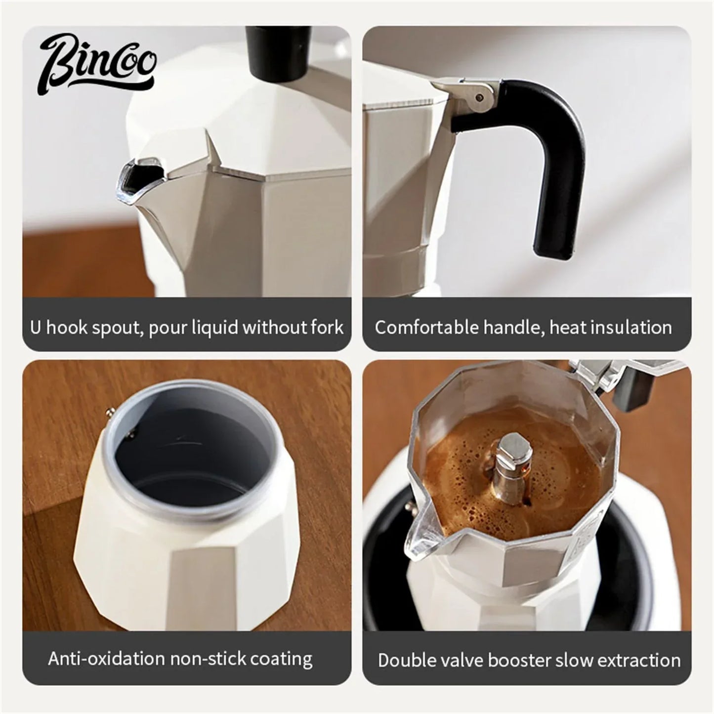 Bincoo Double Valve Moka Pot Coffee Espresso Machine Electric furnace Hand Brewed Coffee Italian Home Outdoor Barista Tools 220V