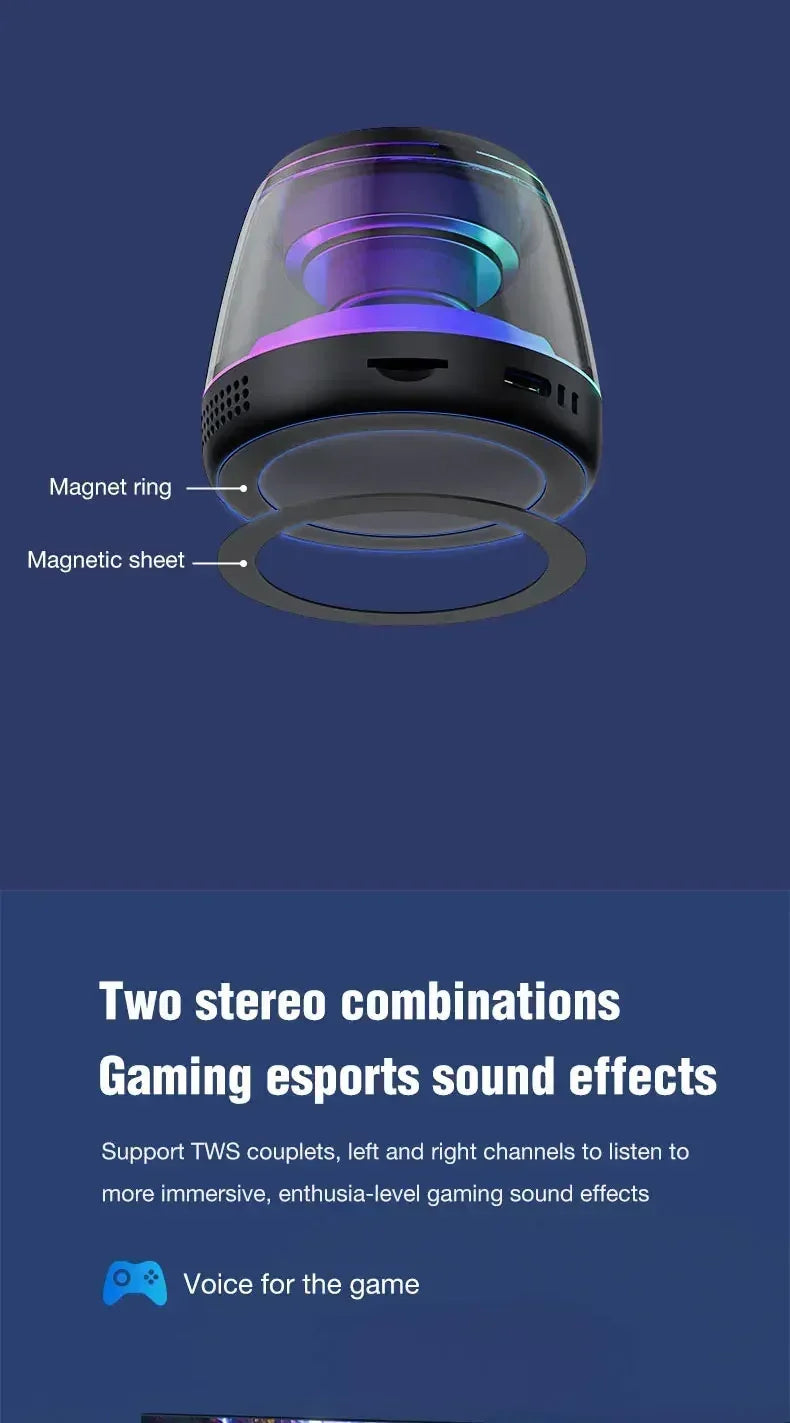 Mini Portable Speaker Magnetic Bluetooth Speaker RGB Magnetic Phone Holder Ring Wireless Sound Box Bluetooth Speaker Tower