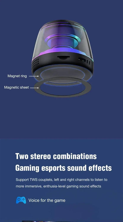 Mini Portable Speaker Magnetic Bluetooth Speaker RGB Magnetic Phone Holder Ring Wireless Sound Box Bluetooth Speaker Tower