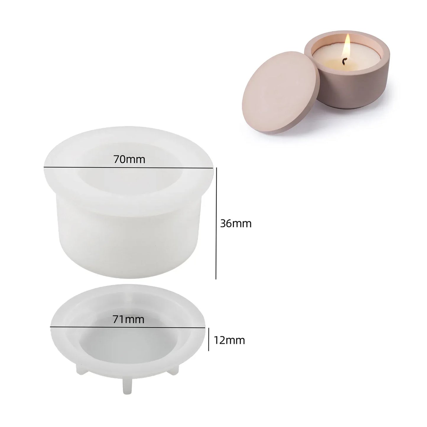 Gem Storage Box Silicone Mold DIY Concrete Round Bottle Making Mold, Used For Candle Cups, Jewelry Boxes, Vases, Fragrance Cups