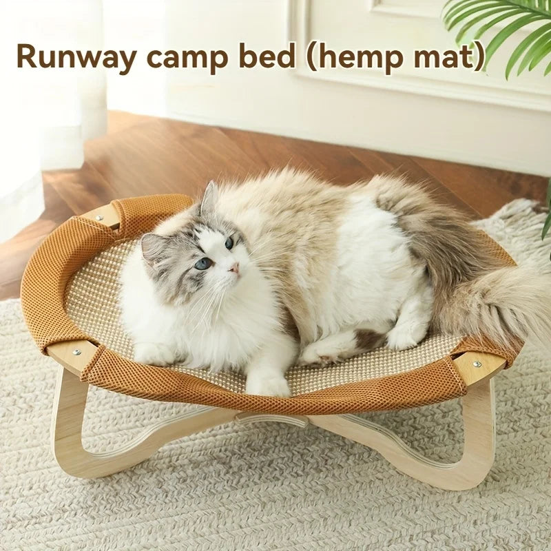 Summer Ice Cooling Pet Bed - Gel-Infused Removable Mat for Cats & Dogs, Breathable Elevated Hammock Design Stays 15°C Cooler