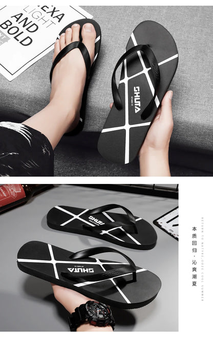Men's Summer Flip Flop Fashionable Outdoor Slippers Casual Vacation Beach Shoes Indoor Bathroom Non-slip Flip-flops Sandals