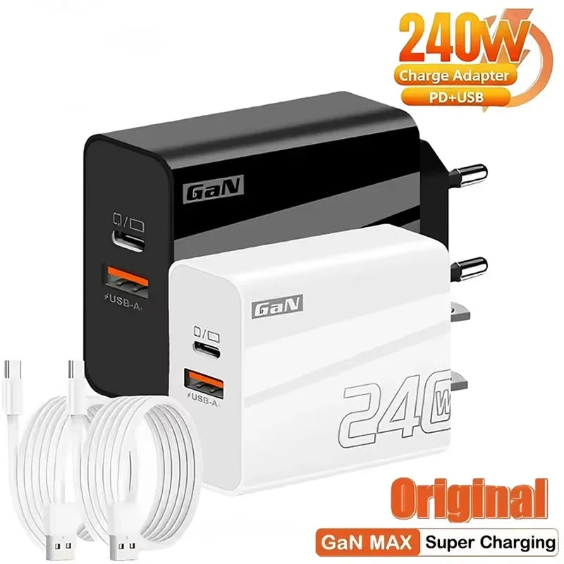 240W GaN USB Type C Charger PD Fast Charge Phone QC 3.0 Quick Chargers For iPhone 17 16Pro Max Mini iPad Charging NEW