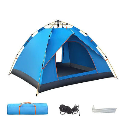 One-click automatic camping tent, double, waterproof roof, double door, outdoor, 2-3