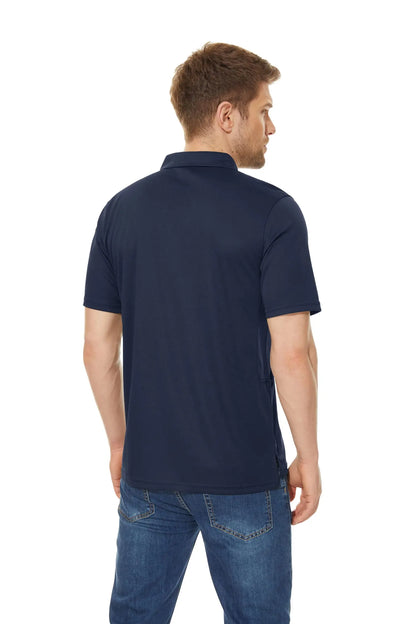 KEFITEVD Summer Golf T-shirts Men's Short Sleeve Quick Drying Polo Shirt Lightweight Outdoor Hiking Camping T-shirts Tee Tops
