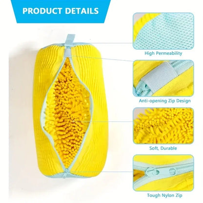 -Durable Shoe Washing Machine Bag for All ShoeTypes-Yellow with Blue Zipper,Ideal for Sneakers and Casual Shoes,Laundry Wash Bag