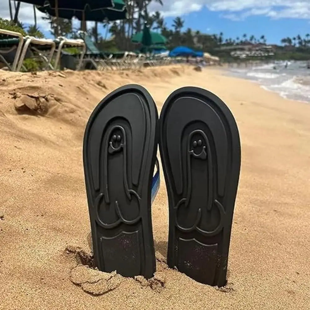 Funny  Penis Flip Flops Spoof Beach Flip Flops for Men's Summer Beach Sandals Comfort Non Slip Sandal