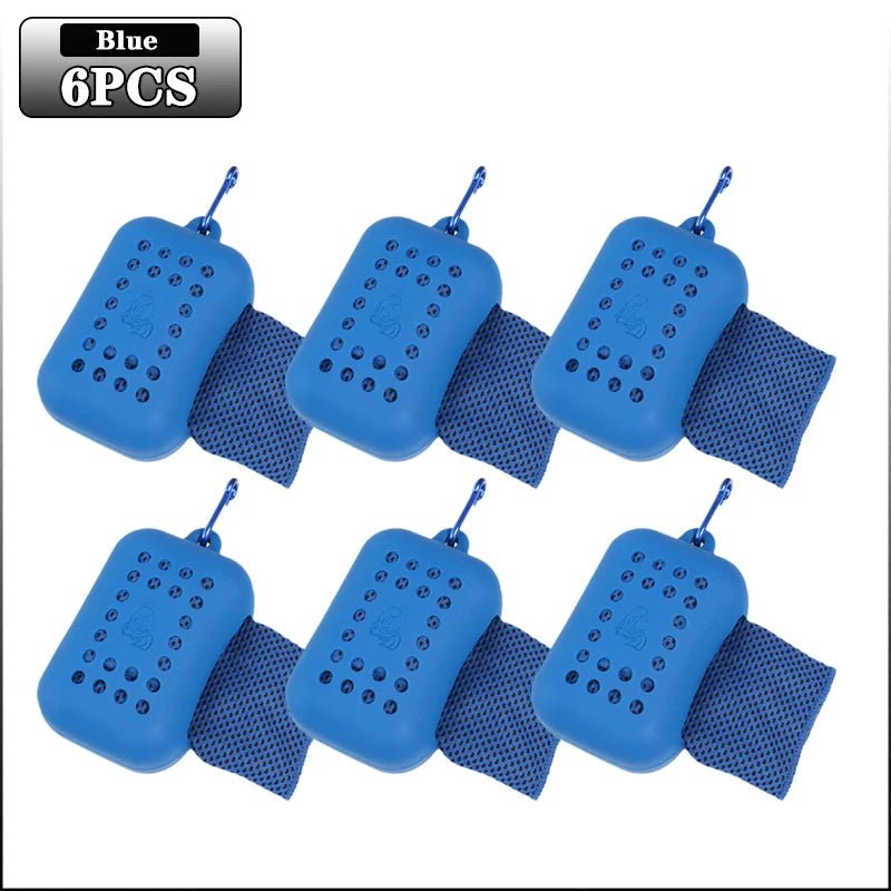 10PCS Portable Mini Silica Gel Set Cold Towel Polyester Fiber Outdoor Cooling Towel Fitness sports gym Run quick Dry Cool Towel