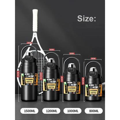Outdoor Thermos Portable 304 Stainless Steel Thermal Mug, Vacuum Flask Cold & Hot Sports Water Bottle with Straw