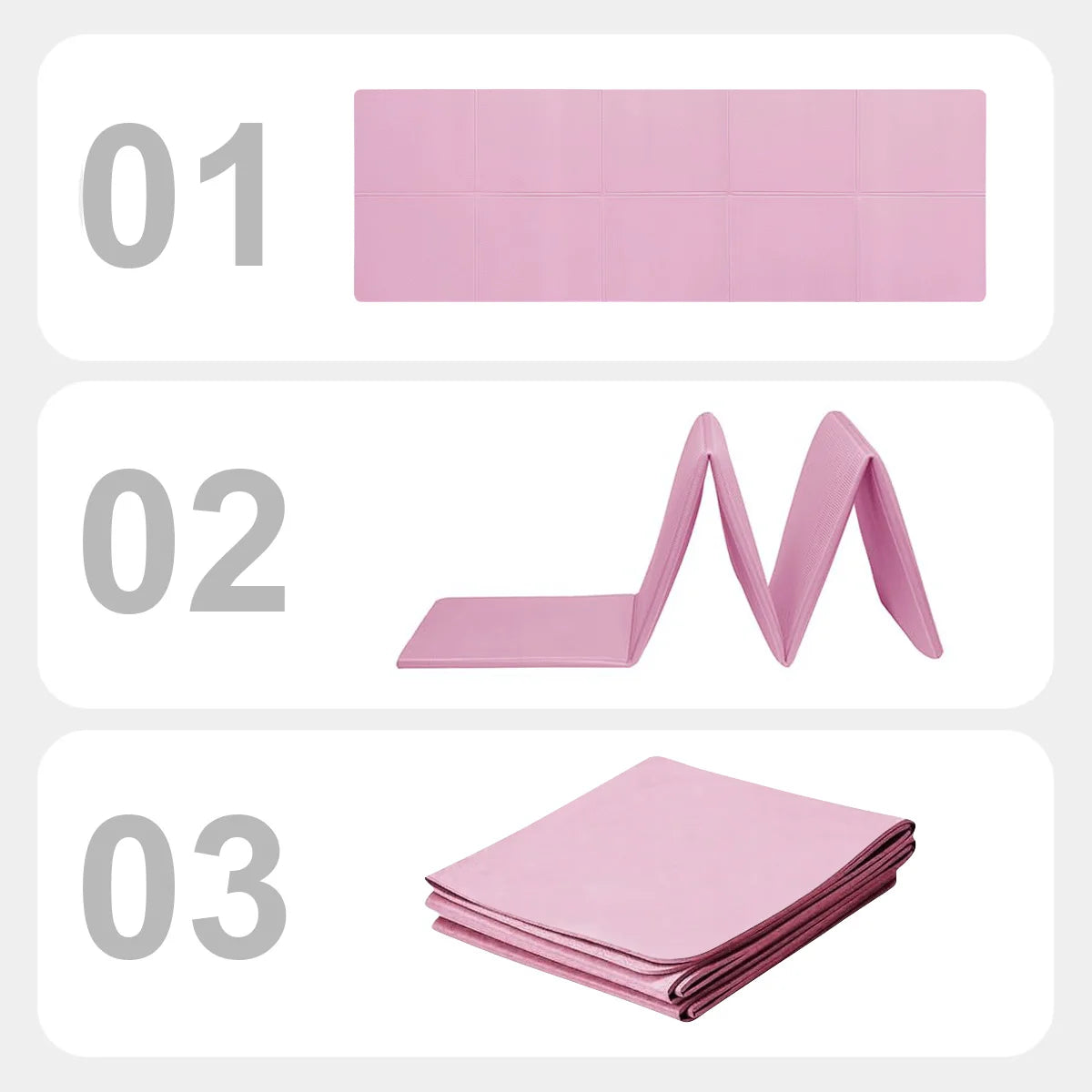 Foldable Yoga Mat Pink Eco Friendly EVA Folding Travel Fitness Exercise Mat 3/4/6mm Thicknesses for Yoga Floor Workouts