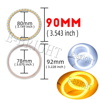 2PCS 24V 12V Angel Eyes Halo Rings White Amber 4014LED Cars Headlight DRL Driving Light 60 70 80MM 90MM 95MM 100MM 110MM 120MM