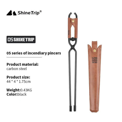 ShineTrip New Outdoor Camping Fire Poker Thickened anti-scald carbon steel fire poker Picnic BBQ lightweight portable