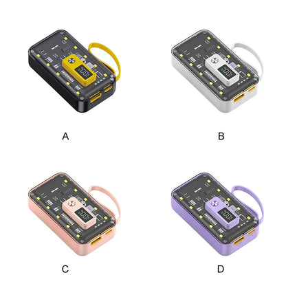Transparent Mini Power Bank Kit Portable Fast Charging For21700 DIY Kit And Has Future Shape Is violet Battery not Included