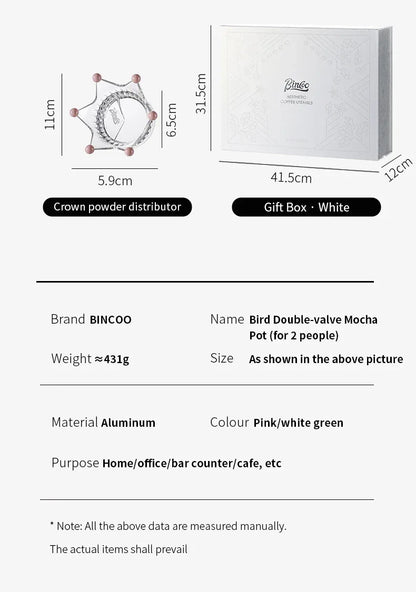 Bincoo Dual Valve Moka Pot 110v-220v Electric Heater Base Espresso Maker Brewed Coffee Mocha Pot Italian Camping Barista Tool