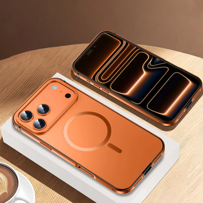 Stainless steel frame magnetic ultra-thin protective case, for iPhone 17 16 Pro Max, supports wireless charging, original