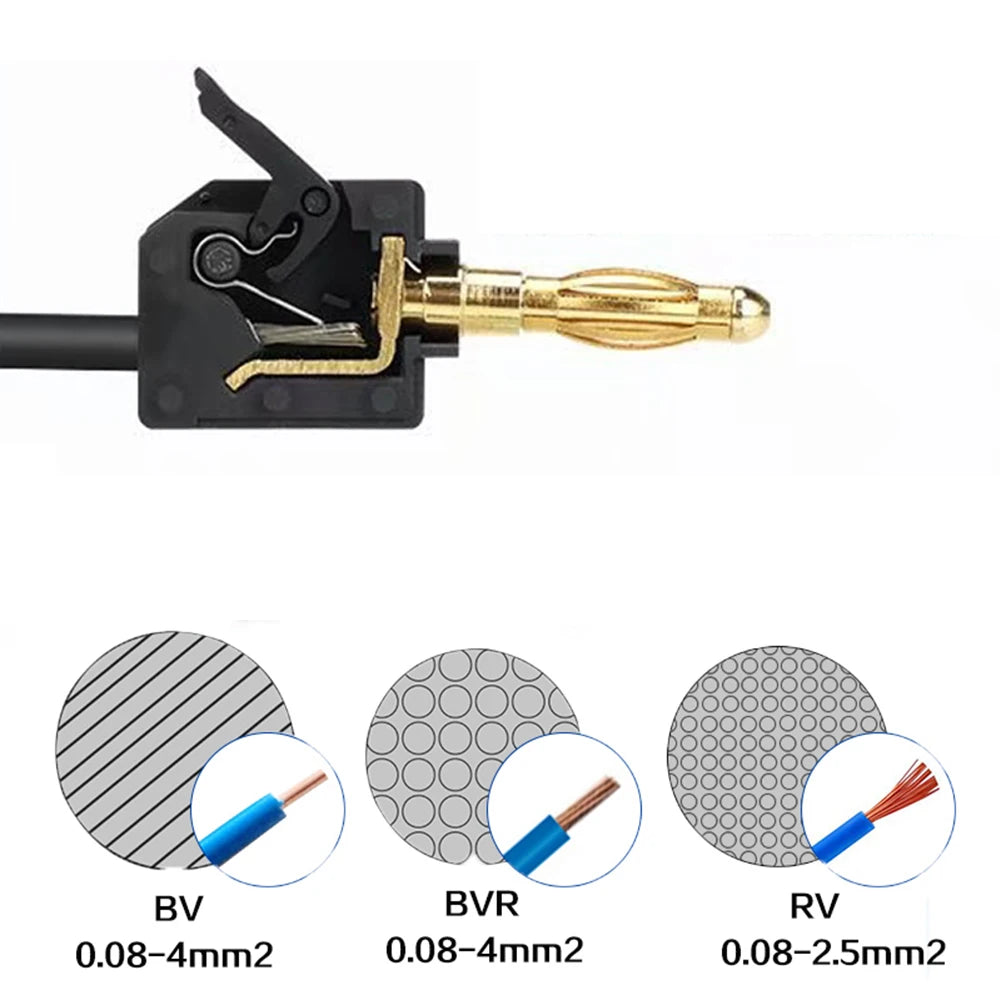 Mini Quick Wire connector 24A solder free banana plug gold-plated connector with direct insertion and pressing wire 0.5-2.5mm²