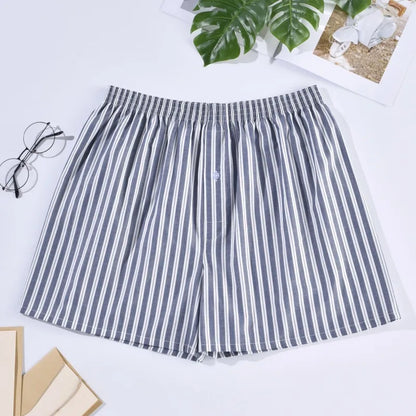 Mens Underwear Boxers Shorts Casual Cotton Sleep Underpants Homewear Men Arrow Panties Striped Plaid Loose Comfortable Underwear