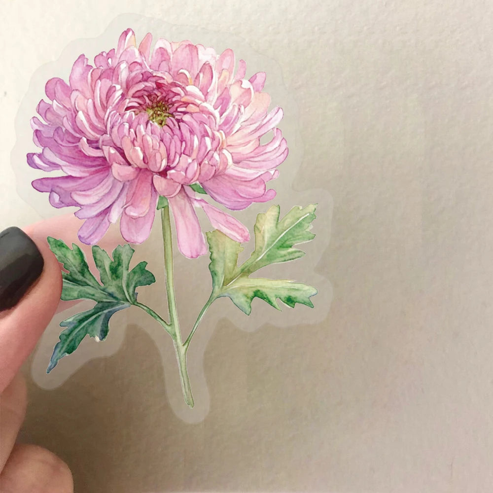 50pcs Pink Floral Stickers Flower Natural Journaling Notebook Water Bottle Decorative Decals Aesthetic Waterproof PET Sticker