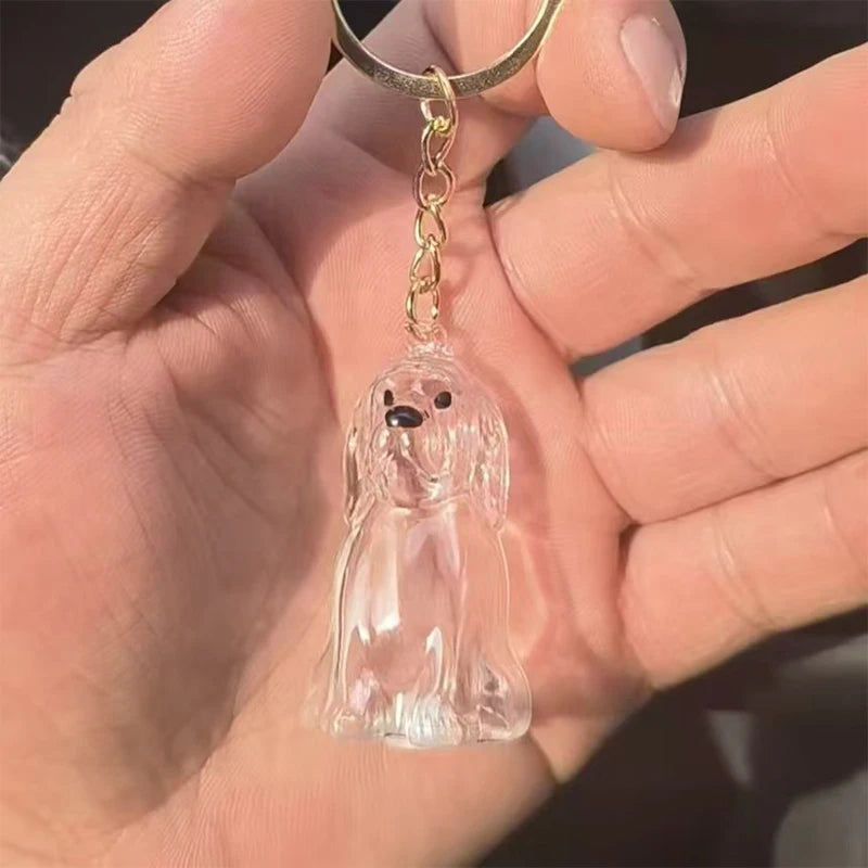 Cute Clear Puppy Hair Memorial DIY Pendant Keychain Decor Keepsake Capsule Pet's Dog Fur Container Pet Lovers Home Display Gifts