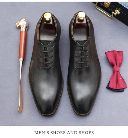 British Trend Mens Dress Shoes Elegant Genuine Cow Leather 2023 Autumn Designer New Style Oxfords Wedding Social Shoes Man