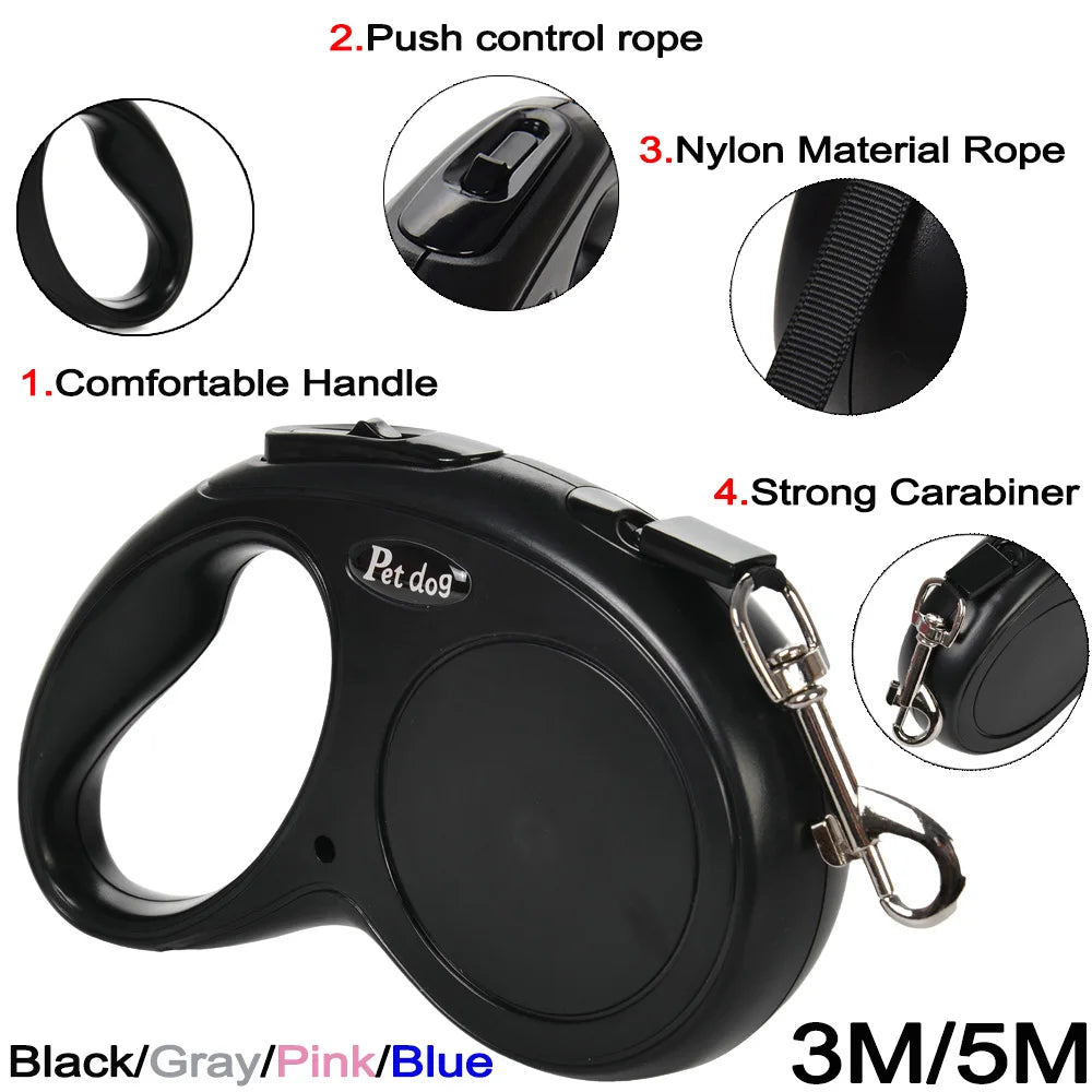 3m 5m Pet Dog Leash For Small Medium Dogs Cats Hiking Strong Nylon Puppy Retractable Rope Chihuahua Belt French Bulldog Supplies